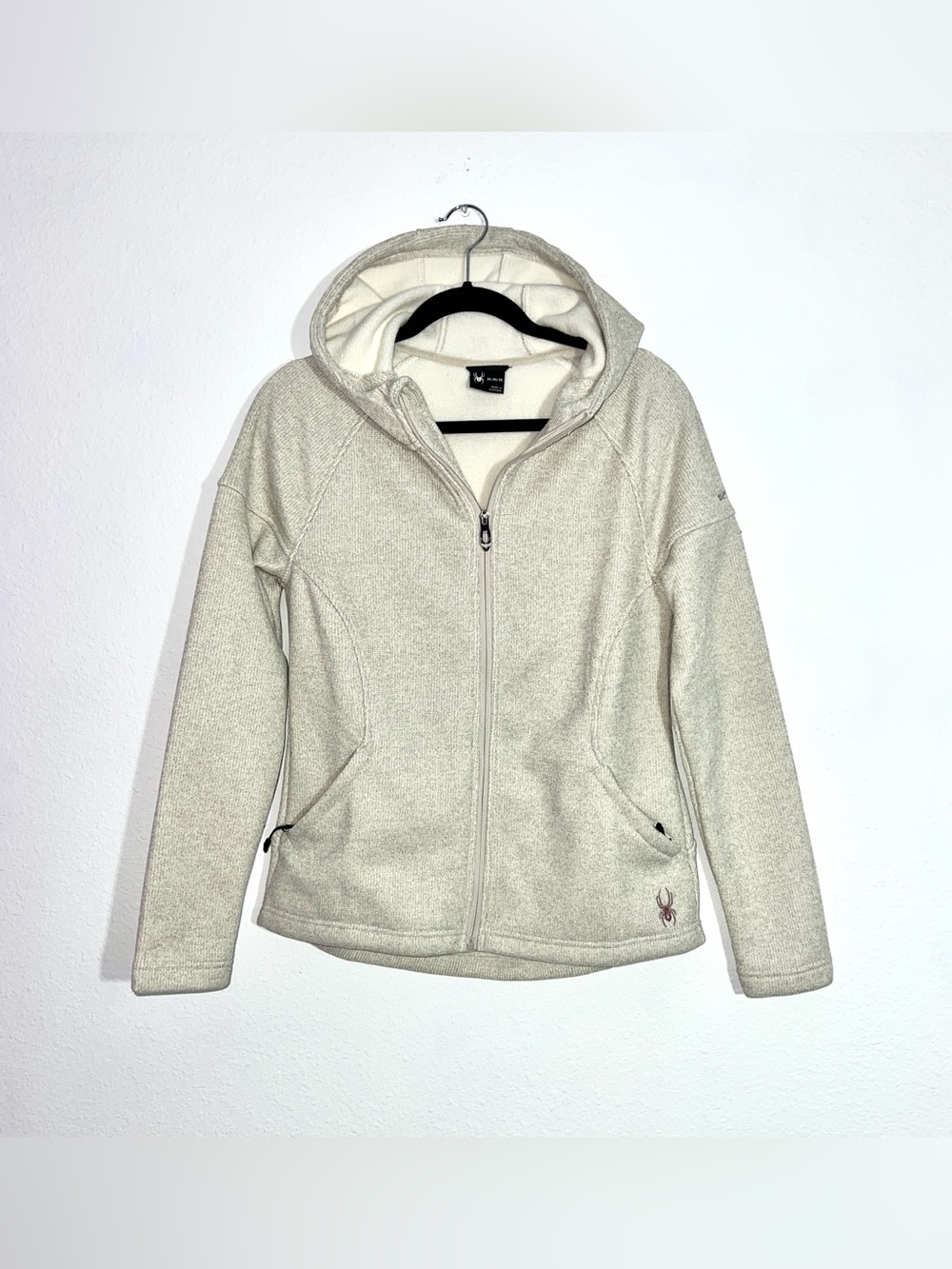 Spyder Women's Full-Zip Sweater Fleece Hoodie Jacket - Oatmeal Cream (Size M)